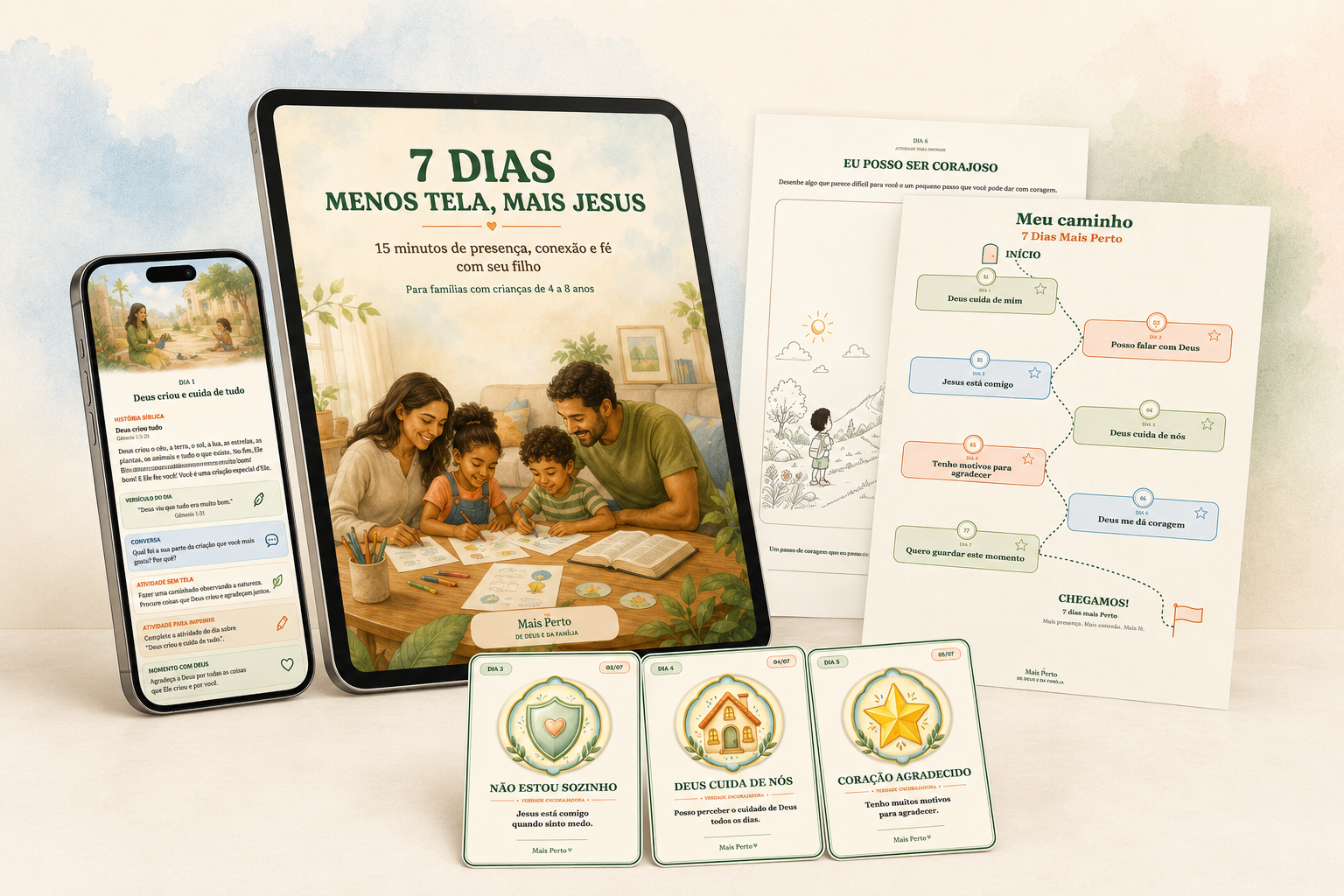 Guia digital 7 Dias — Menos Tela, Mais Jesus com materiais para imprimir